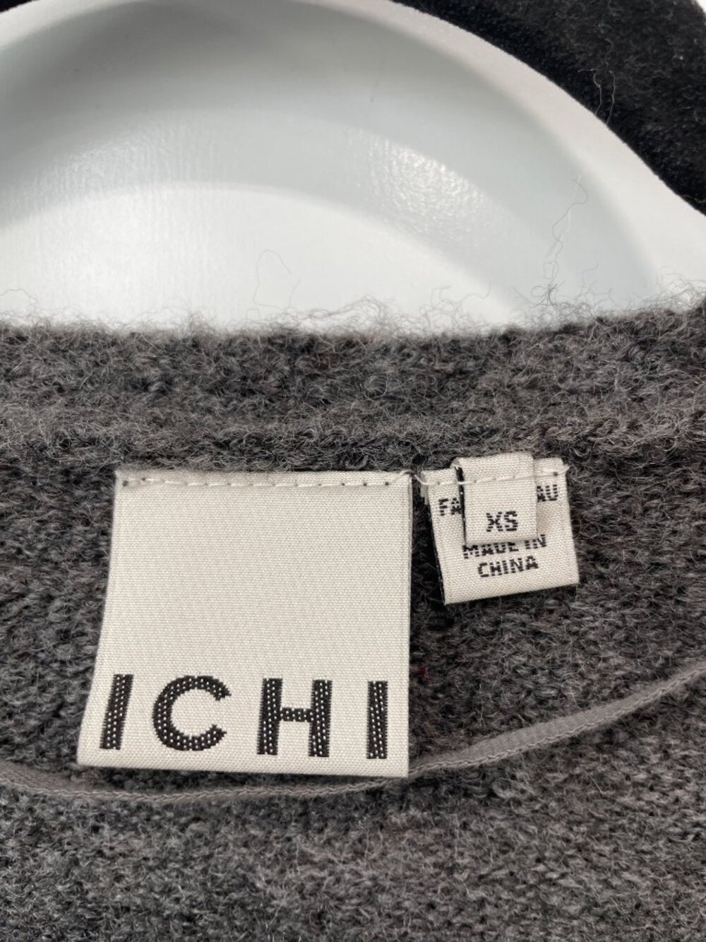 ICHI Iholene Wrap Cardigan Sweater XS V-Neck Long Sleeve Charcoal Gray Knitwear - Picture 5 of 9